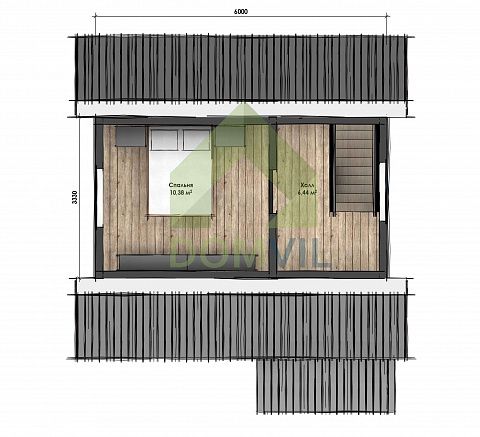 Проект дачного дома «Терем-1» 6x6 м., площадь 48 кв.м.