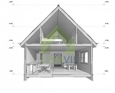 Проект дачного дома «Терем-1» 6x6 м., площадь 48 кв.м.