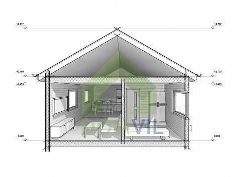 Проект дачного дома «Дачник-3» 6x8 м., площадь 42 кв.м.