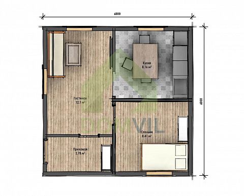 Проект дачного дома «Садовник-4» 6x6 м., площадь 31,5 кв.м.